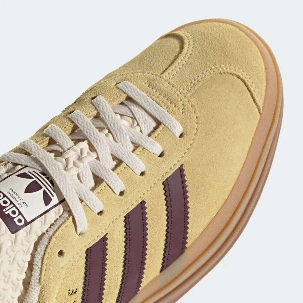 adidas WMNS Originals Gazelle Bold Almost Yellow Maroon IF Women Size - Picture 8 of 10